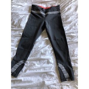 Gray lululemon leggings with pink detailing